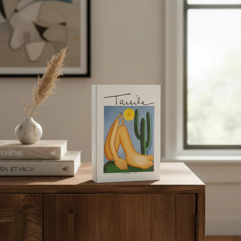 Livro caixa em mdf e canvas Tarsila - Abaporu