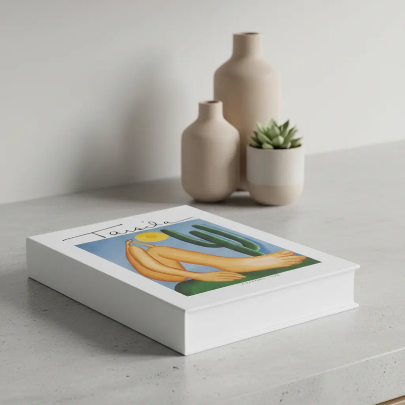 Livro caixa em mdf e canvas Tarsila - Abaporu