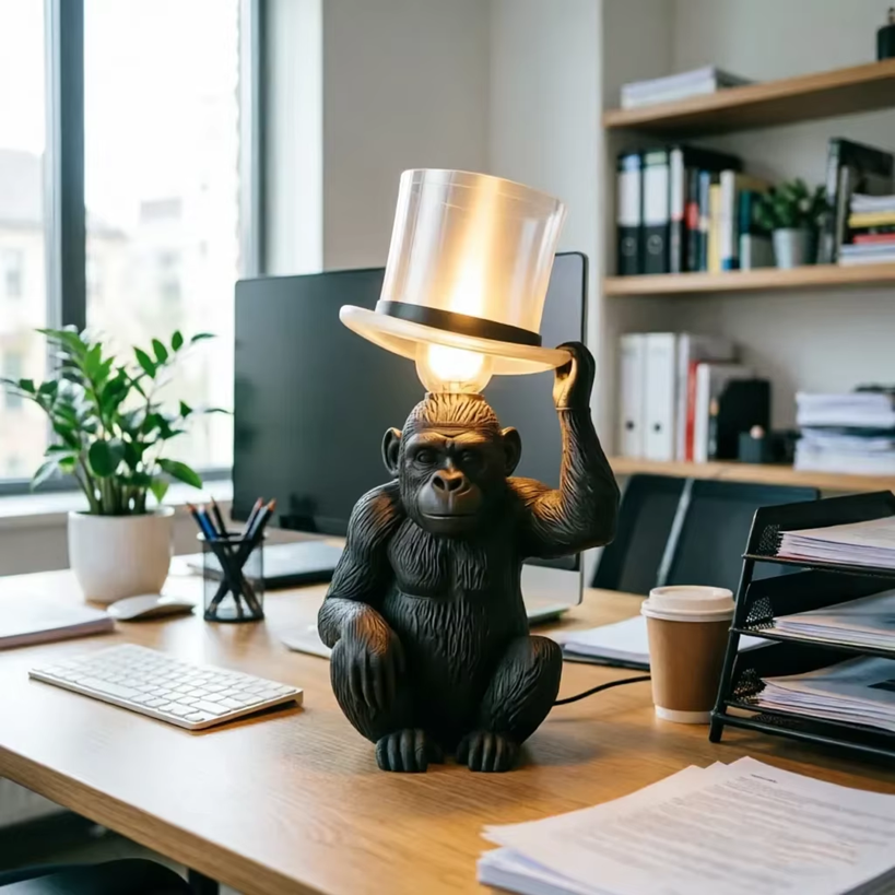 Luminária de mesa Macaco Chapéu - design contemporâneo