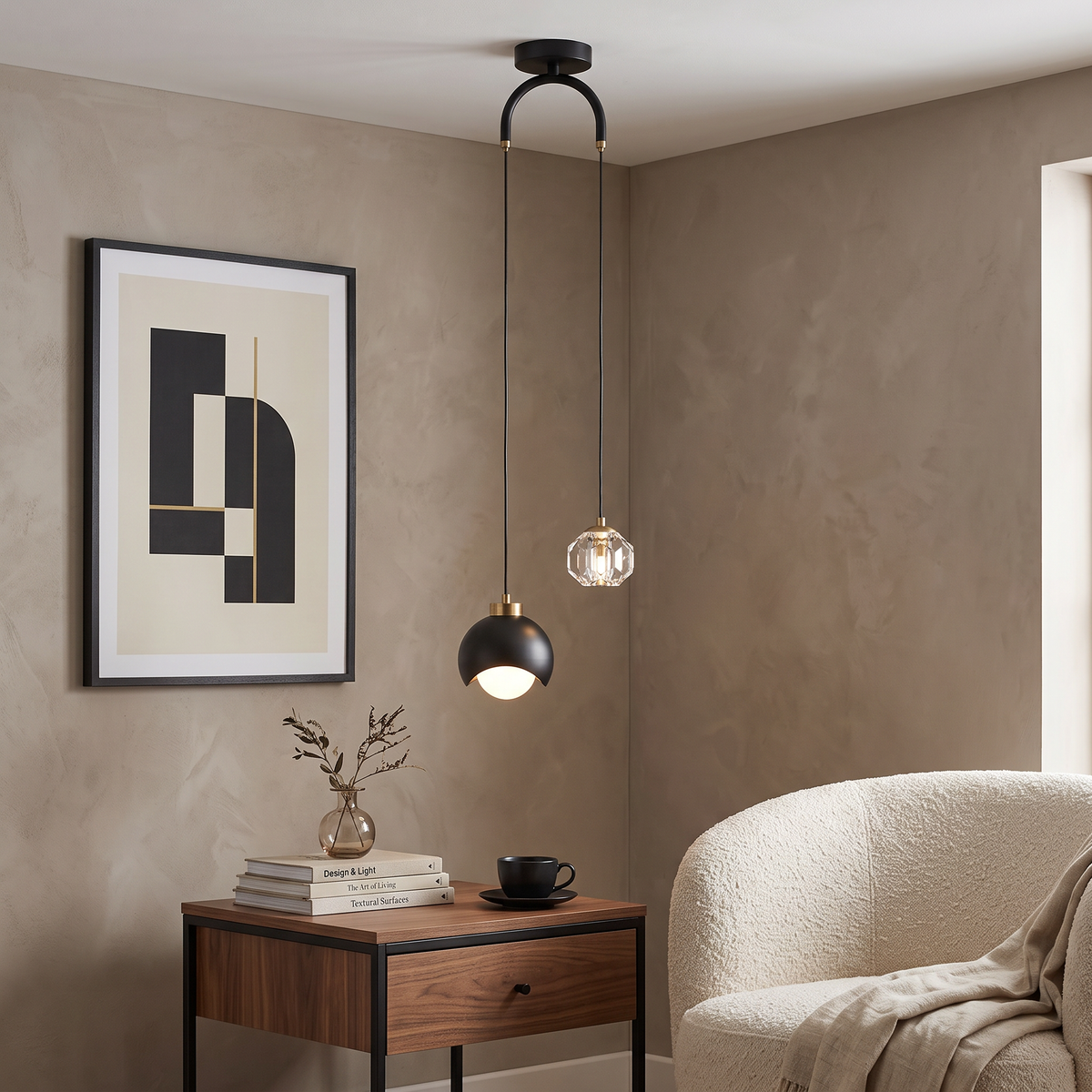 Pendente duplo Equilibrium - Metal & Cristal