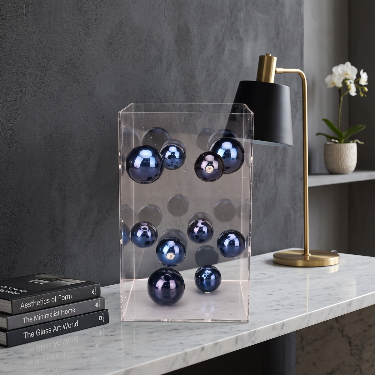 Caixa em acrílico com bolas em metal - Art Deco