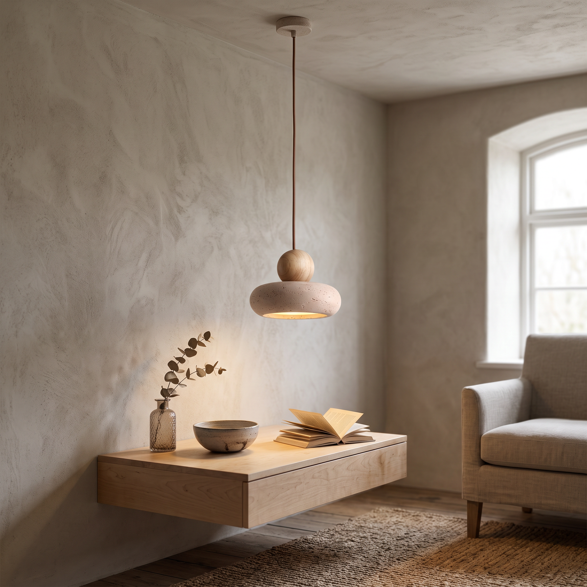Pendente Mambo - Travertino & Madeira