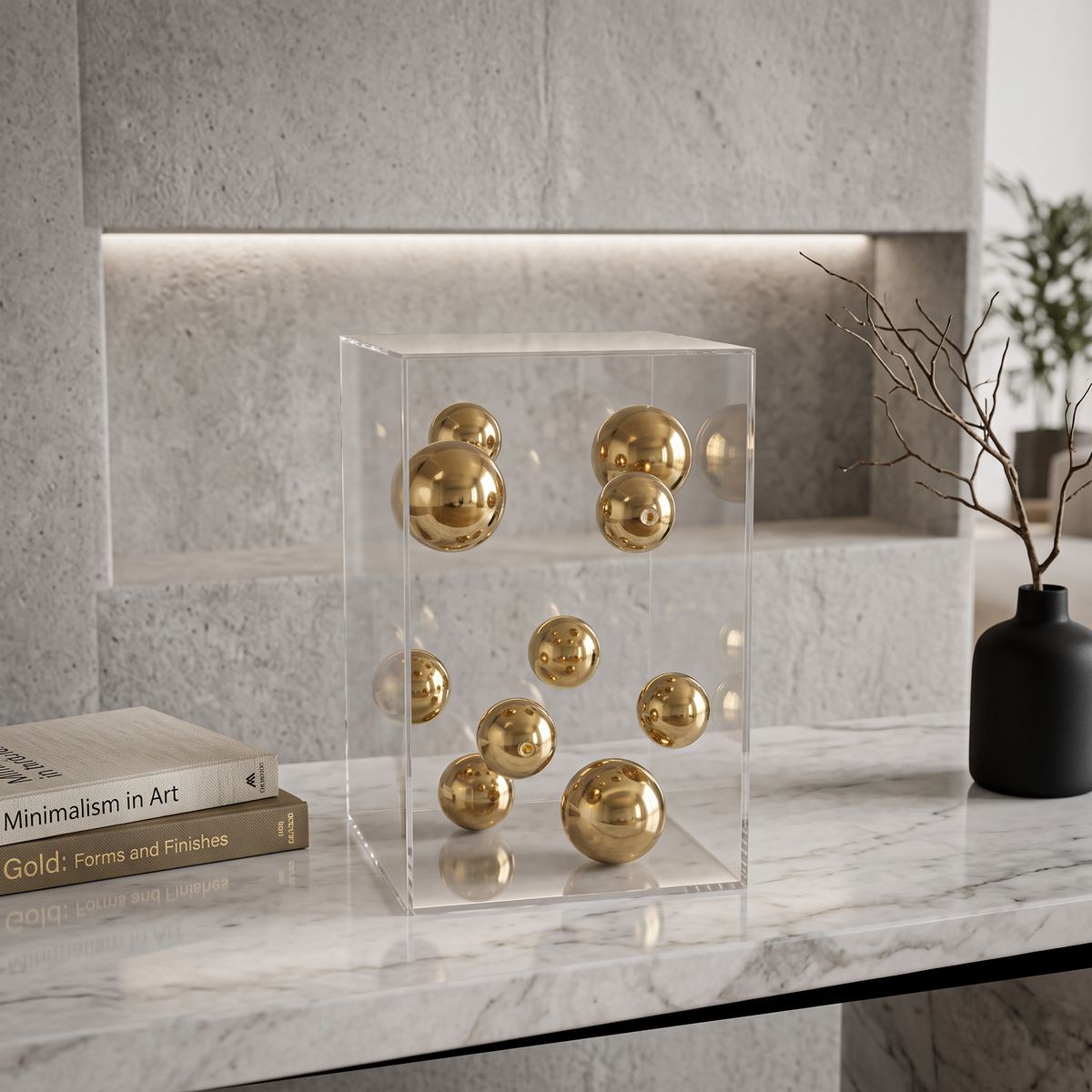 Caixa em acrílico com bolas em metal - Art Deco