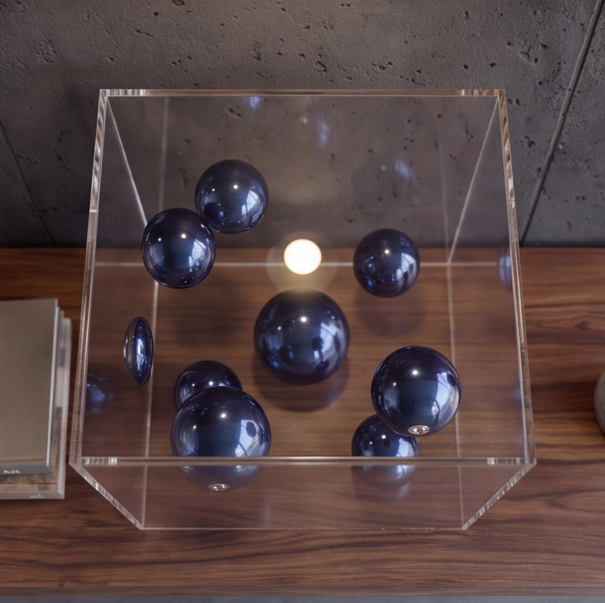 Caixa em acrílico com bolas em metal - Art Deco