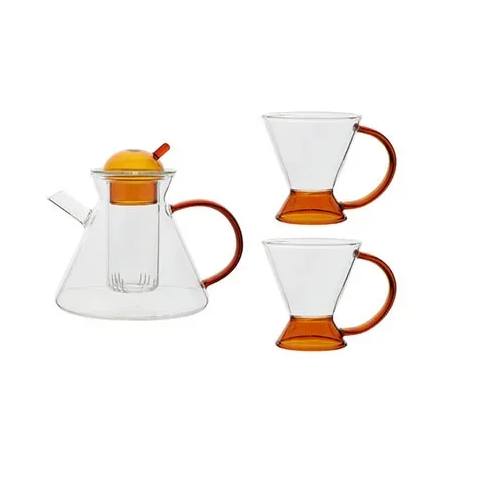 Bule com infusor & Xícaras Tóquio - Jogo 3pcs