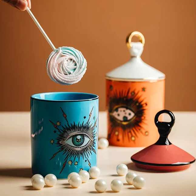 Porta objetos/velas decorativo Third Eye - em porcelana