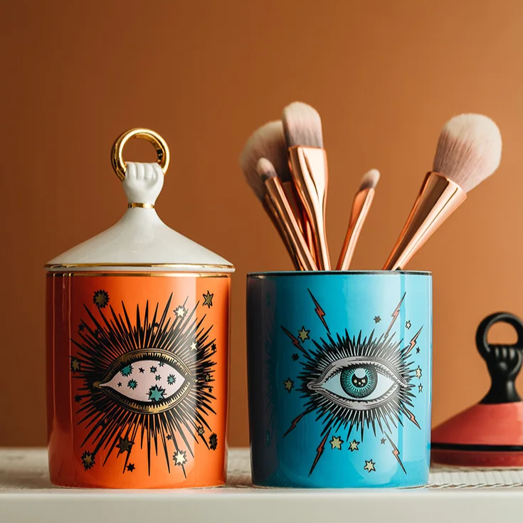 Porta objetos/velas decorativo Third Eye - em porcelana