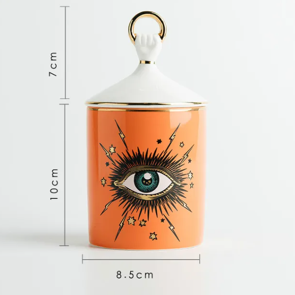 Porta objetos/velas decorativo Third Eye - em porcelana
