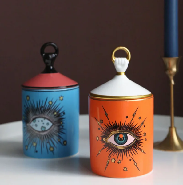 Porta objetos/velas decorativo Third Eye - em porcelana