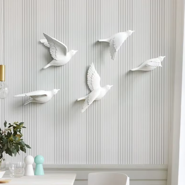 Esculturas de parede em resina Birds - Jogo 5pcs