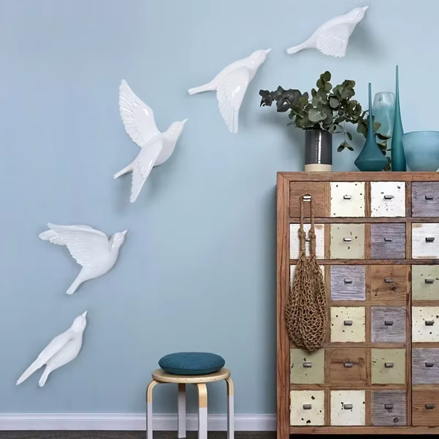 Esculturas de parede em resina Birds - Jogo 5pcs