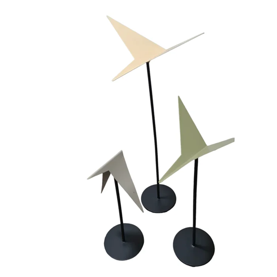 Trio Pássaros Origami - em metal