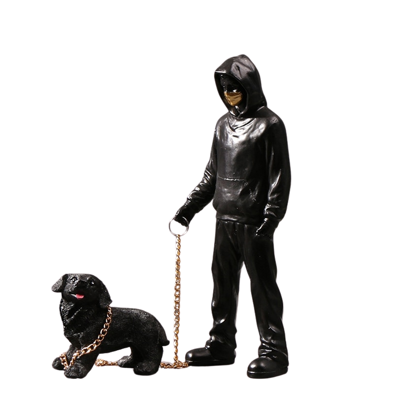Escultura decorativa Dog Walker - street art