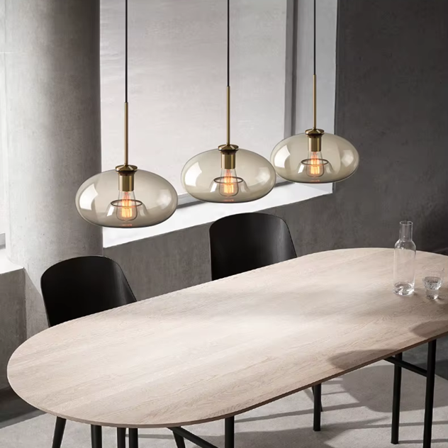 Pendentes Requinte - vidro ambar