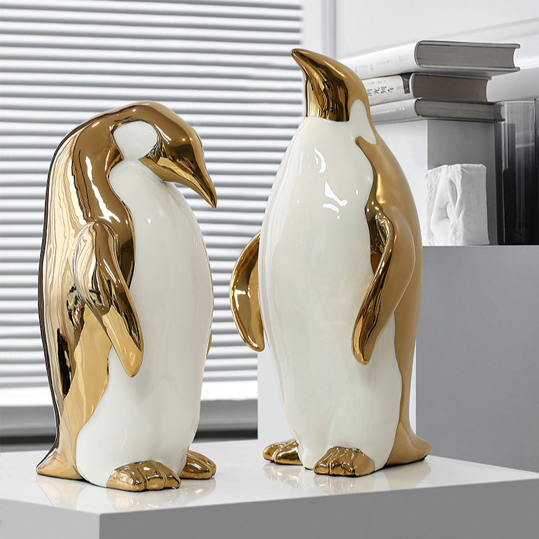 Escultura decorativa Penguim - em cerâmica