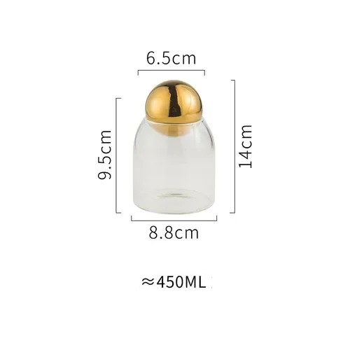 Potes em vidro com tampa cromada - 04 Tamanhos