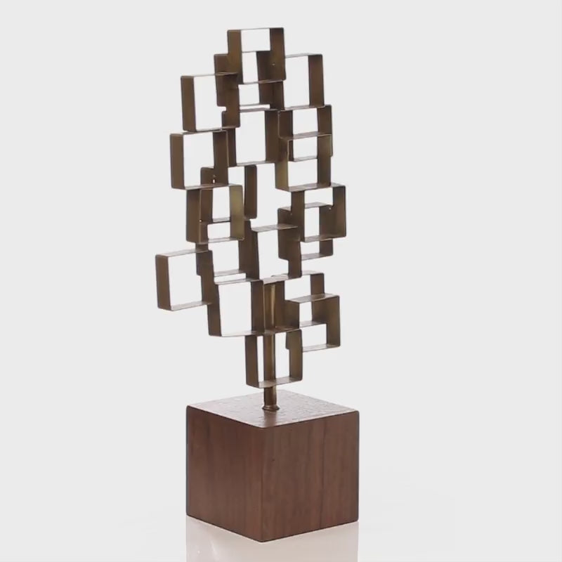 Escultura Abstrata em metal e mdf - 48cmx21cm