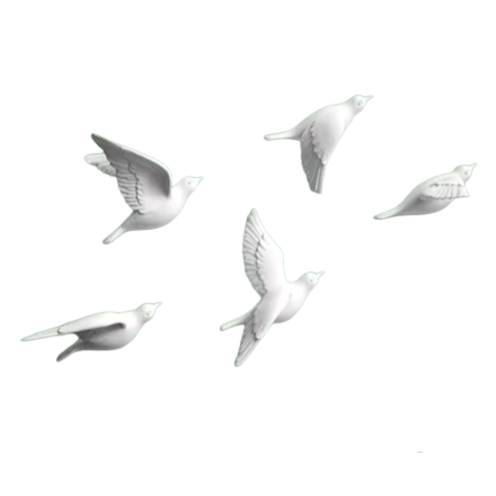 Esculturas de parede em resina Birds - Jogo 5pcs