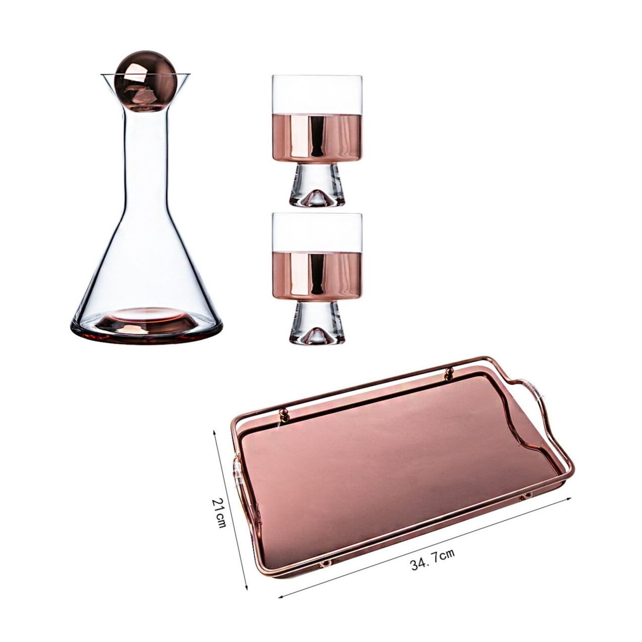 Jarra e Copos Rose Gold - Jogo3,4,5 ou 6pcs