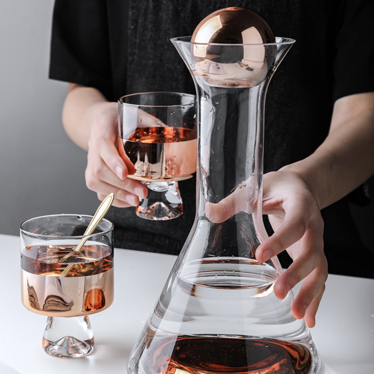 Jarra e Copos Rose Gold - Jogo3,4,5 ou 6pcs