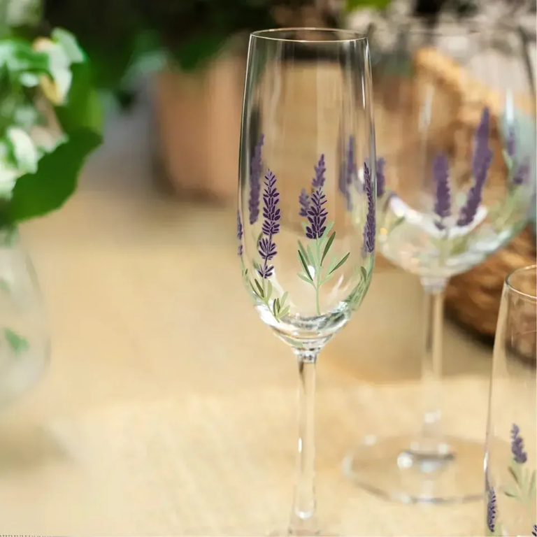 Jogo 6 Taças em cristal Espumante Lavanda - 210ml