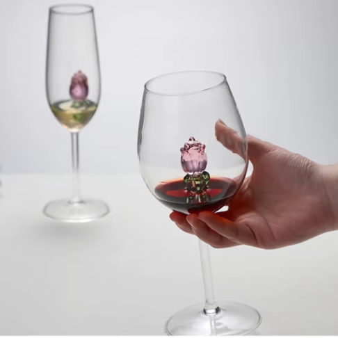 Taças Rosa de vidro - Individual ou Jogo 2pcs