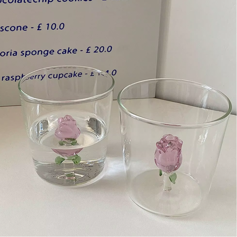 Taças Rosa de vidro - Individual ou Jogo 2pcs