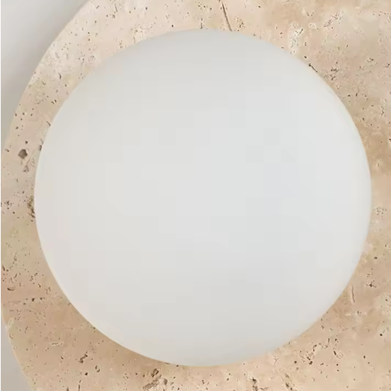 Arandela Travertino com Globo - travertino e vidro