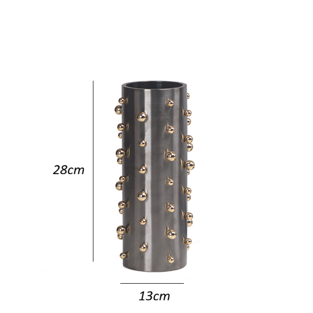 Vasos em metal escovado com bolas - 02 Tamanhos