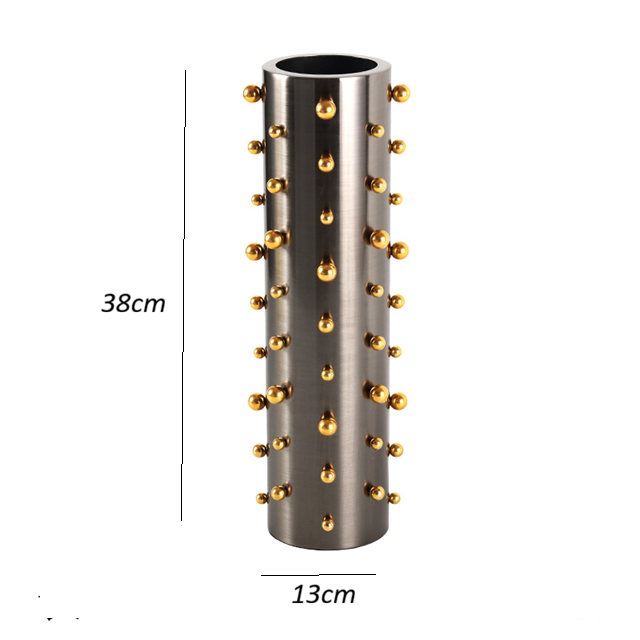 Vasos em metal escovado com bolas - 02 Tamanhos