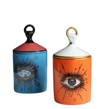 Porta objetos/velas decorativo Third Eye - em porcelana