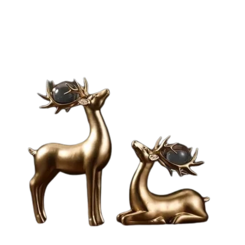 Jogo 2pcs Escultura Cristal Deer