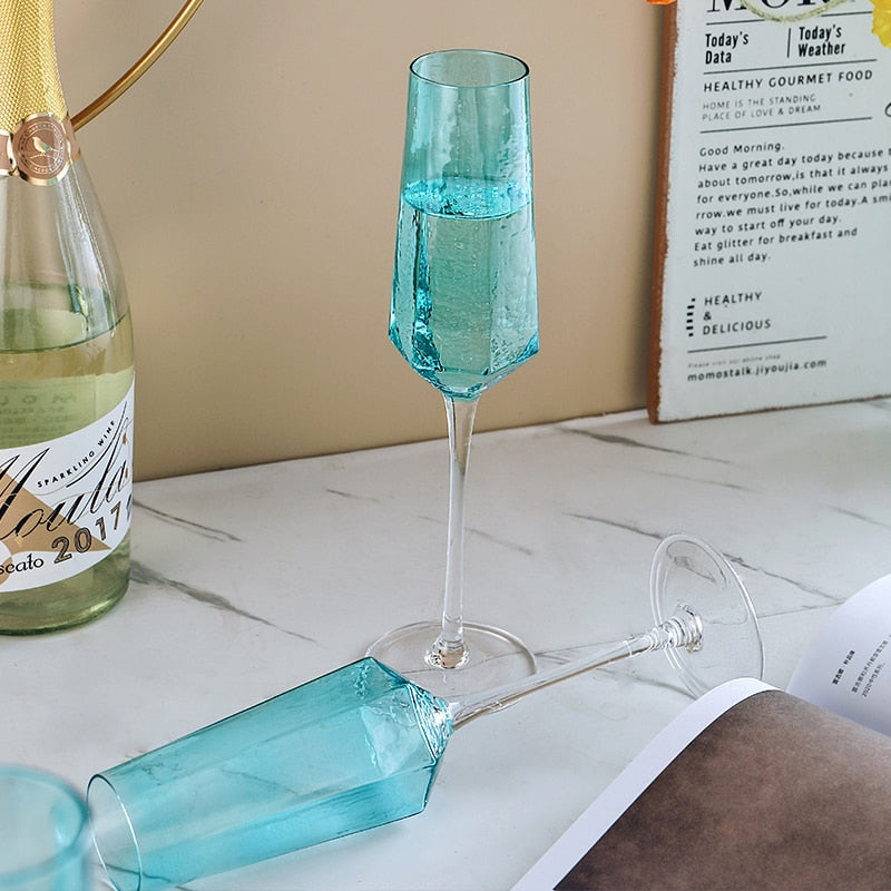 Jogo taças em vidro Diamante Azul - 2,4 ou 6pcs