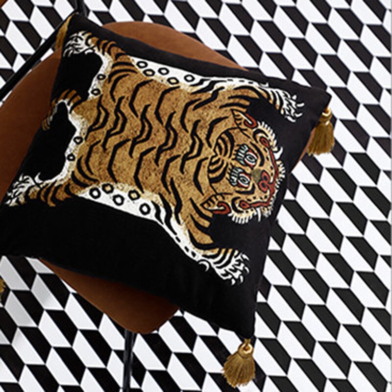 Capa para almofada Tigre Tibetano Luxo - 04 Cores