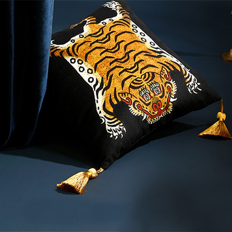 Capa para almofada Tigre Tibetano Luxo - 04 Cores