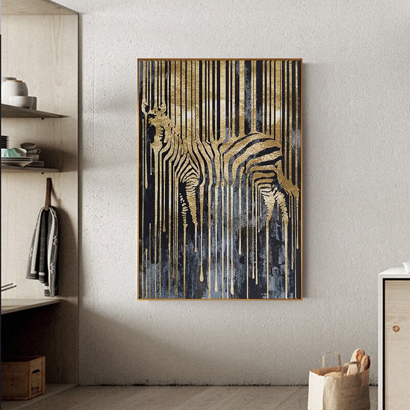 Tela Zebra abstrata gold - Impressão em Canvas