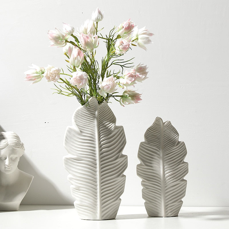 Vasos em cerâmica Folha - 03 Tamanhos