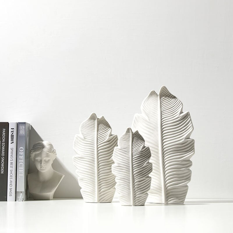 Vasos em cerâmica Folha - 03 Tamanhos