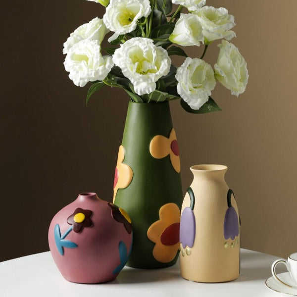 Vasos em cerâmica Spring - pintados a mão