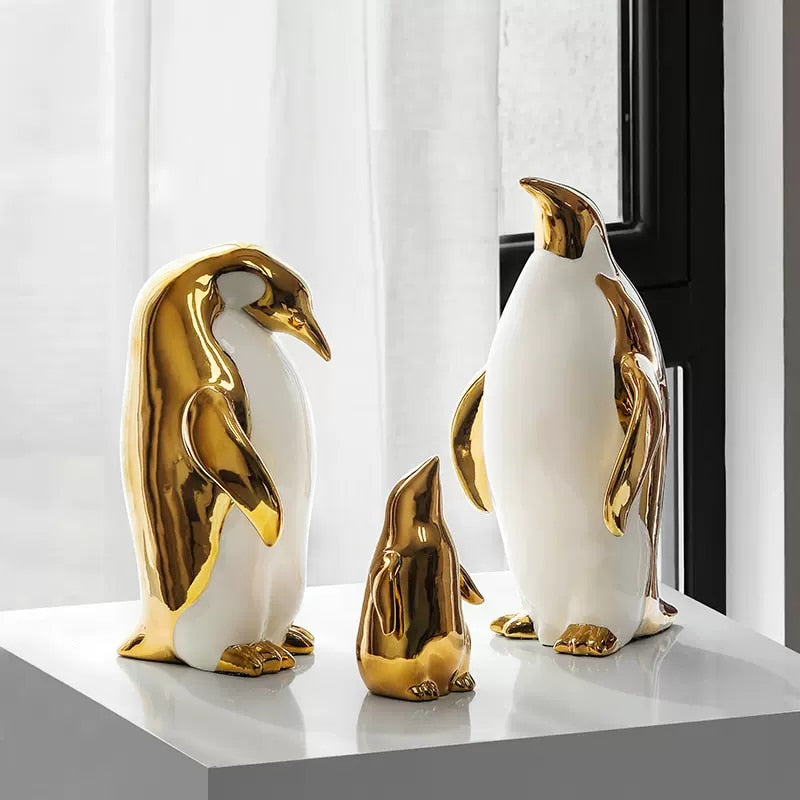 Escultura decorativa Penguim - em cerâmica