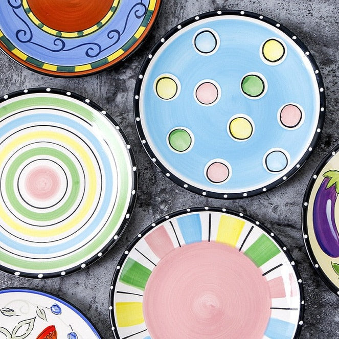 Pratos em cerâmica pintada a mão Dolce - 21.5cm(diâmetro)