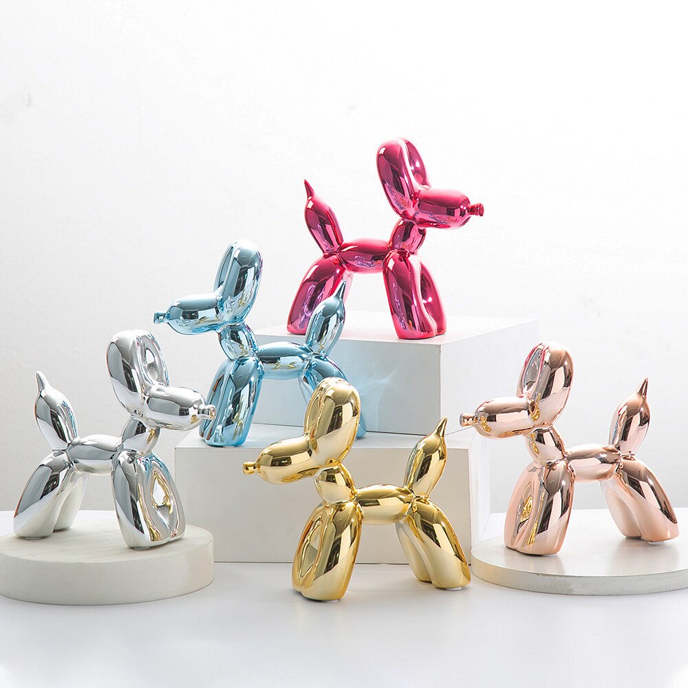Escultura Puppy Sweet Colors - em resina galvanizada