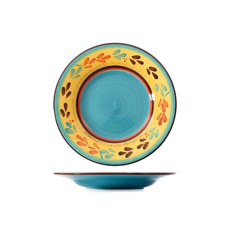 Pratos em cerâmica pintada a mão Dolce - 21.5cm(diâmetro)