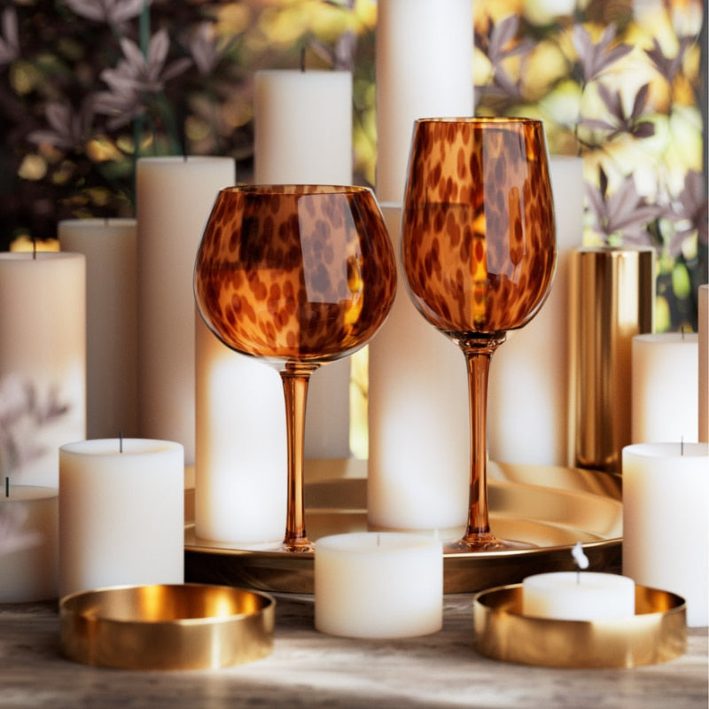 Taças em vidro leopardo - peças individuais