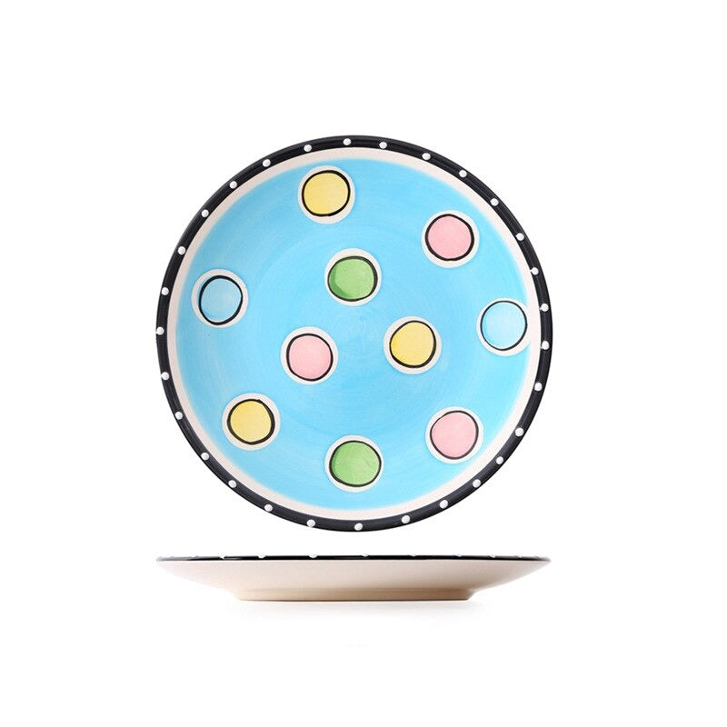 Pratos em cerâmica pintada a mão Dolce - 21.5cm(diâmetro)