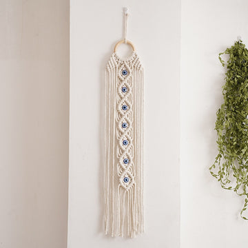 Macrame decorativo com aplicações olho grego - 70cm