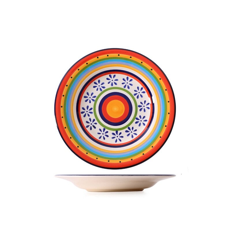Pratos em cerâmica pintada a mão Dolce - 21.5cm(diâmetro)
