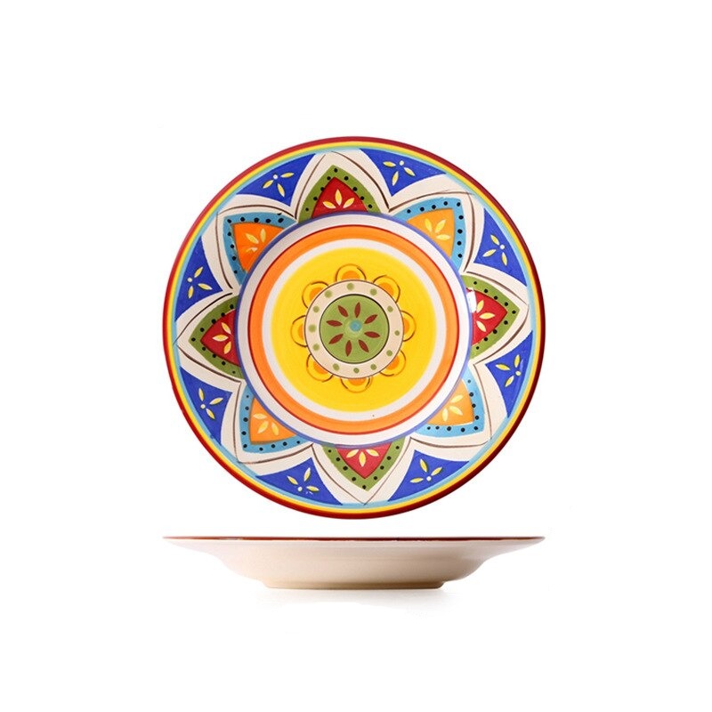 Pratos em cerâmica pintada a mão Dolce - 21.5cm(diâmetro)