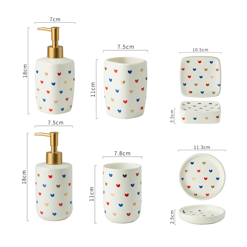 Acessórios para banheiro Hearts - em cerâmica