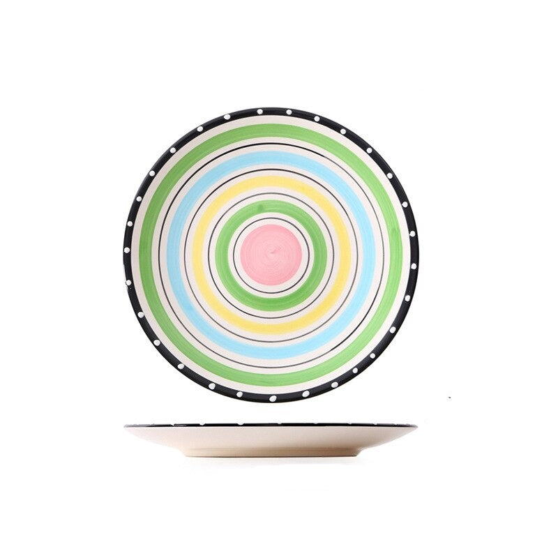 Pratos em cerâmica pintada a mão Dolce - 21.5cm(diâmetro)